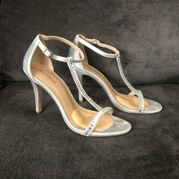 call It Spring Size 9 Silver Rhinestone Stilettos - Picture 2 of 5
